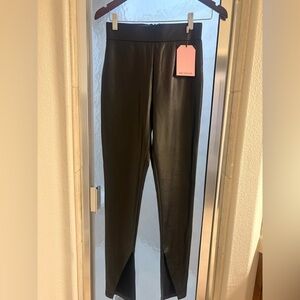 Avec Les Filles Black Faux Leather Pants